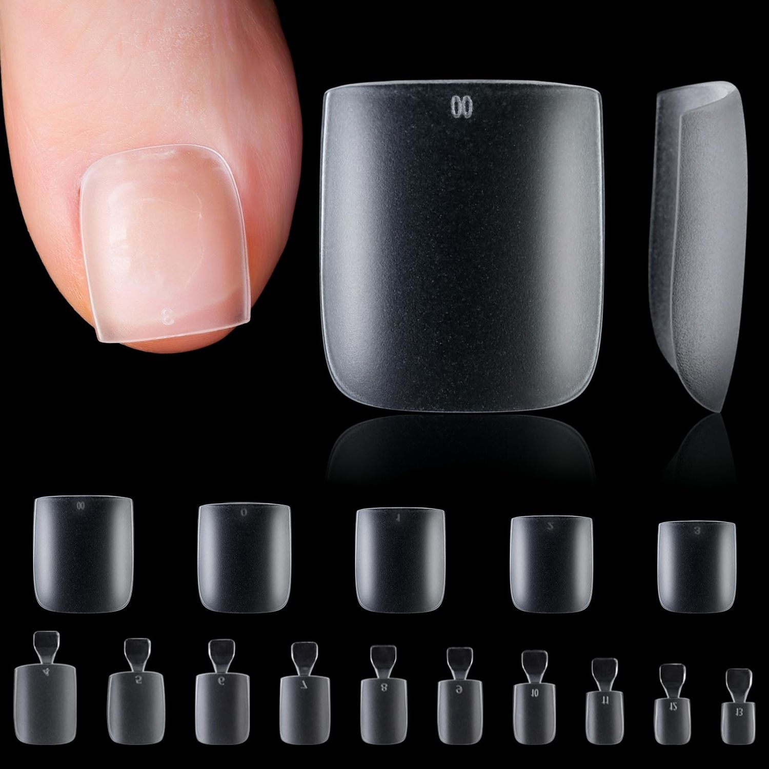 Long Square Toe Nail Tips for Wide Nail Beds, Matte Pre-shaped Full Cover False Toenails Gel Tips Press on Nails, Summer Toe Tips for Soak off Gel Extension at Home DIY(300PCS 15SIZE)