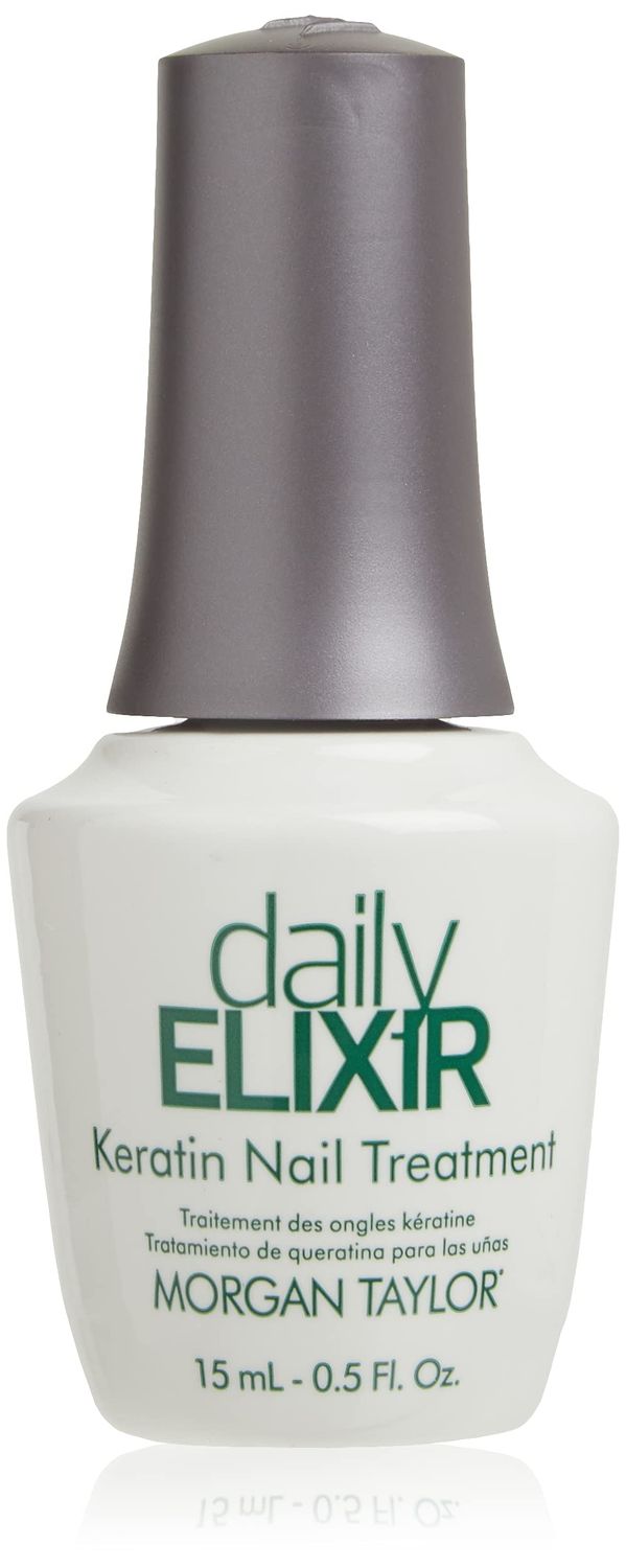 Morgan Taylor Daily Elixir Keratin Treatment - Instant Nail Repair with 20 Active Ingredients, Hydrolyzed Keratin Peptides, 7-Free Formula for Stronger, Healthier Nails, 0.5 oz.
