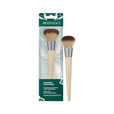 EcoTools Blending Face Makeup Brush, For Liquid &amp; Cream Foundation, Bronzer, &amp; Blush, Multipurpose Makeup Brush, Dense, Synthetic Bristles, Eco Friendly, Cruelty-Free &amp; Vegan, 1 Count