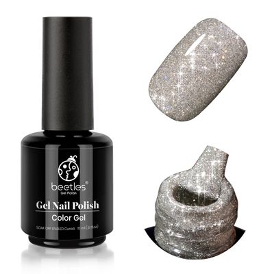Beetles Reflective Gel Nail Polish 15ml Silver Glitter Nail Polish Shimmer Soak Off Uv LED Lamp Gel Nail Art Manicure Salon DIY Home Diamond