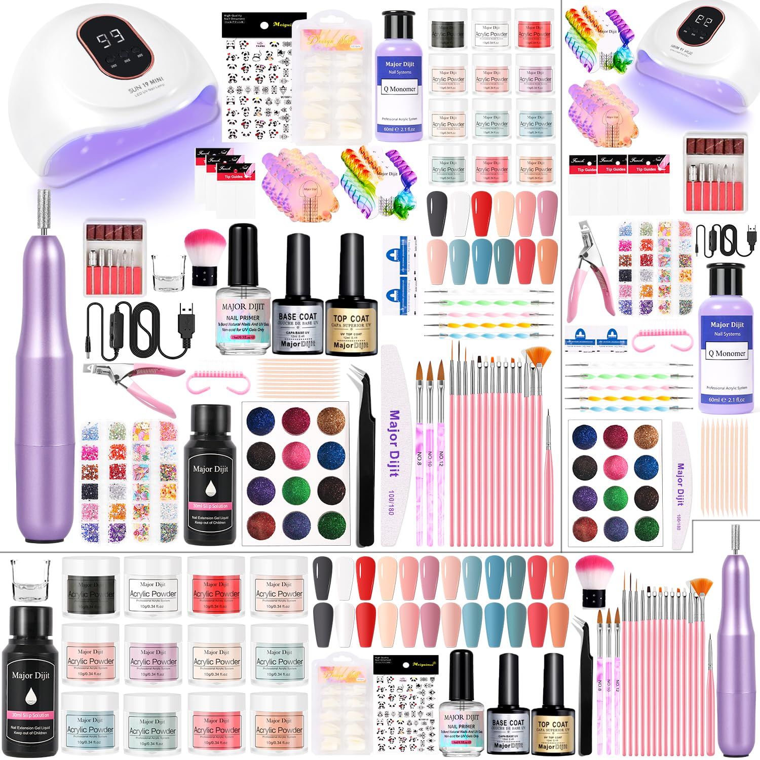 Acrylic Nail Kit Starter Nails Kit Acrylic Set Acrylic Powder with Nail Drill U V Light Acrylic with Everything for Beginners Acrylic Nail Set Full Acrylic Nail Supplies (-27)