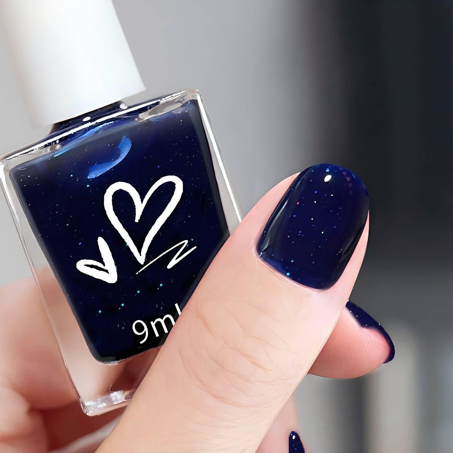 Glitter Nail Polish - Navy Blue Quick Dry Sparkle Shimmer Dark Blue High Coverage Natural DIY Salon Manicure No UV LED