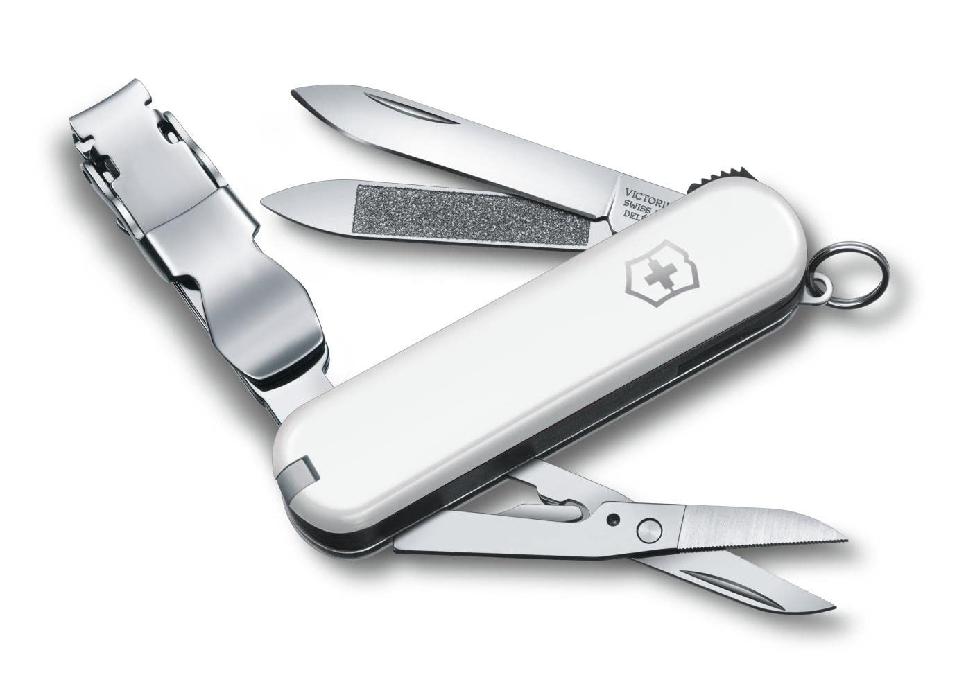 Victorinox Nail Clip 580, 8 Functions, Swiss Made Multi-Tool with Nail File, Nail Cleaner and Small Blade - White