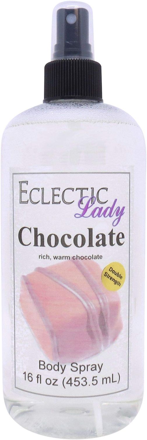 Eclectic Lady Chocolate Body Spray, Double Strength, 16 ounces, Body Mist for Women with Clean, Light &amp; Gentle Fragrance, Cologne with Soft, Subtle Aroma For Daily Use