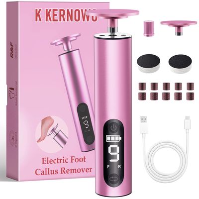 K KERNOWO Electric Foot Callus Remover, Callus Remover for Feet, Foot File Pedicure Tool, Rechargeable Cordless Powerful Foot Scrubber Filer Dead Skin Remover, 9 Speeds Adjustable Foot Sander