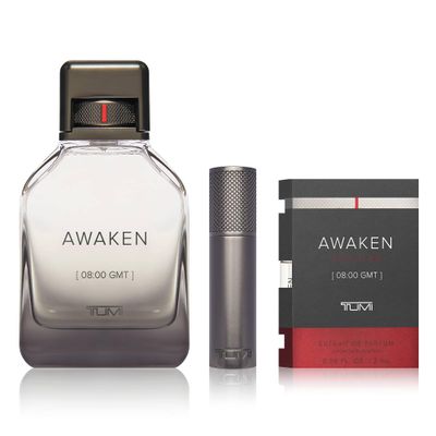 TUMI Awaken 08:00 GMT - Liquid Perfume Fragrance for Men - Refreshing &amp; Stimulating Cologne with Woody Notes - Bundle Collection