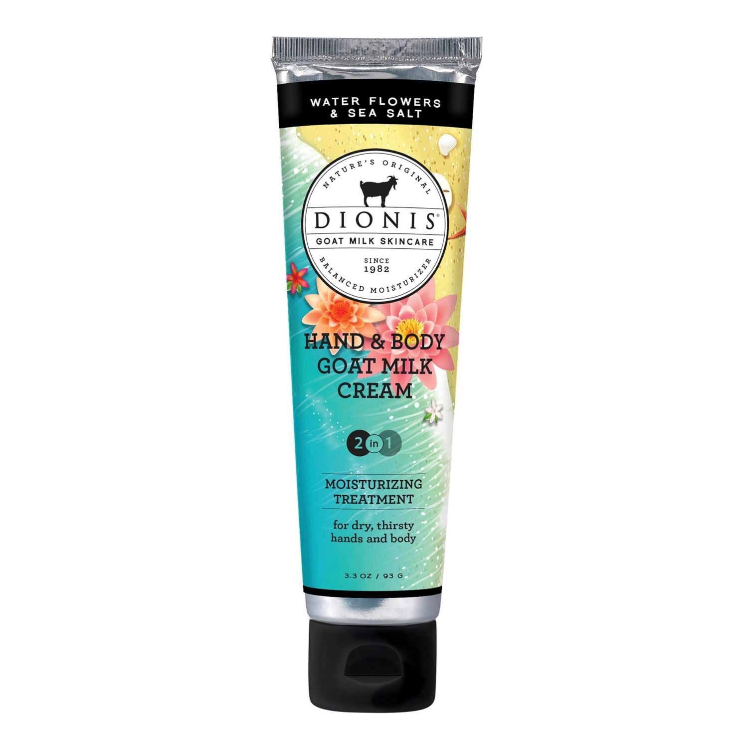 Dionis Goat Milk Skincare 3.3oz Water Flowers &amp; Sea Salt Hand &amp; Body Cream - Travel Size Hand Lotion For Hydrating &amp; Moisturizing Dry Skin - Cruelty Free Cream Made In The USA - Paraben Free Formula