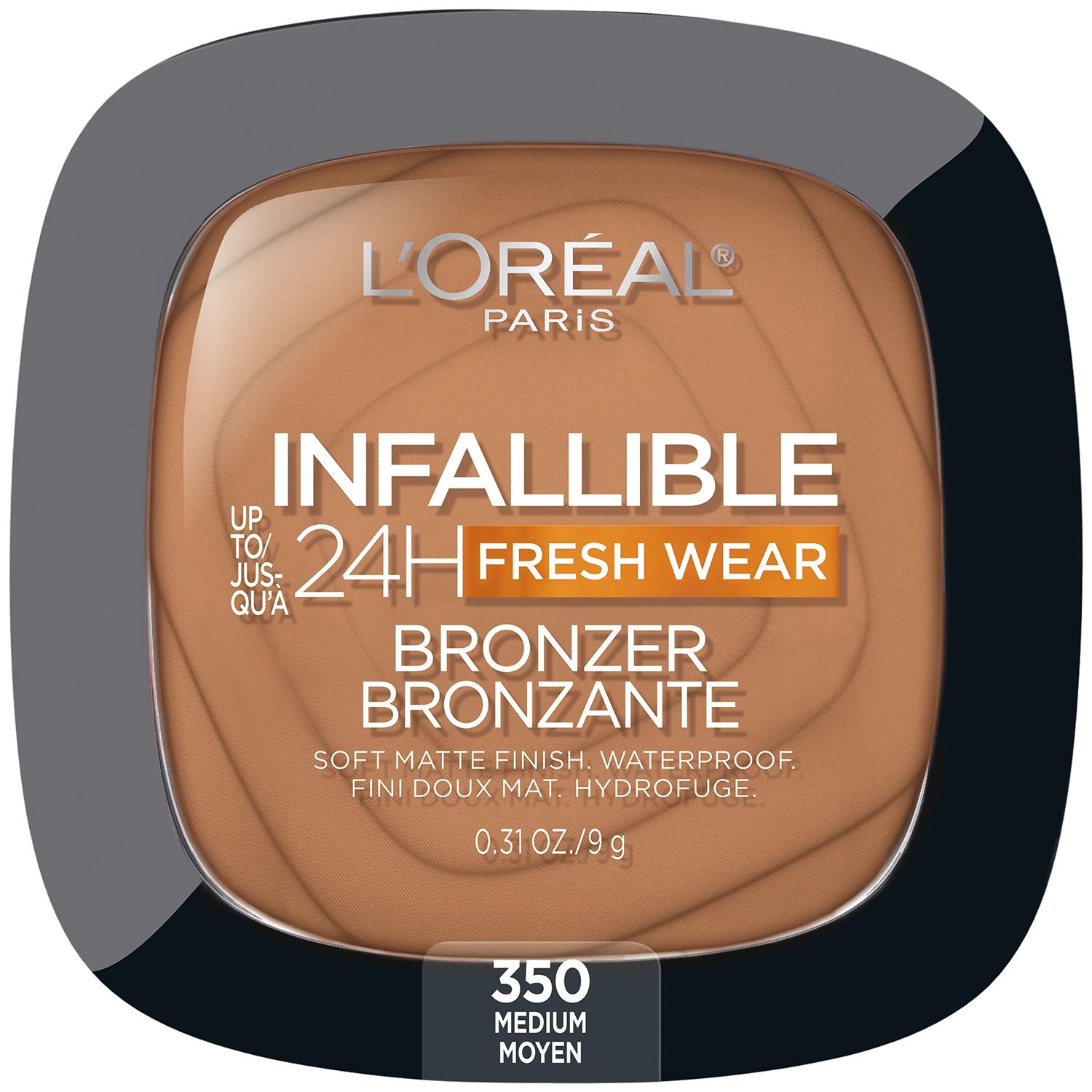 LOreal Paris Infallible Up to 24H Fresh Wear Soft Matte Longwear Bronzer. Waterproof, heatproof, Transfer, humidity and sweatproof, Medium, 0.31 oz