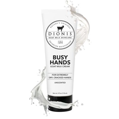 Dionis Goat Milk Skincare Busy Hands Cream, Cruelty Free, Paraben Free, Clean &amp; Dermatologist Tested for Dry Sensitive Skin, Hydrating &amp; Deeply Moisturizing Rich in Vitamins, Fragrance Free, 4oz