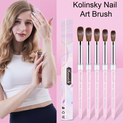 KEMEISI Acrylic Nail Brush Size 10, 100 Pure Kolinsky Nail Art Brushes for Acrylic Application, Sturdy Handle Oval Shaped Acrylic Powder Nail Design Tools for Professional Manicure DIY