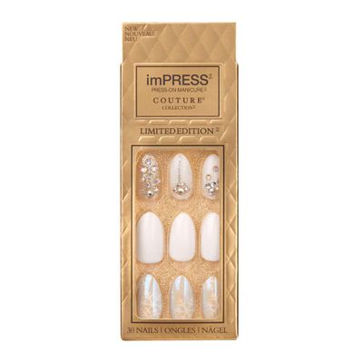 KISS imPRESS Limited Edition Holiday Press-On Manicure Couture Collection, Medium Press-On Nails, Blessed, with Prep Pad, Mini File, Cuticle Stick, &amp; 30 Fake Nails