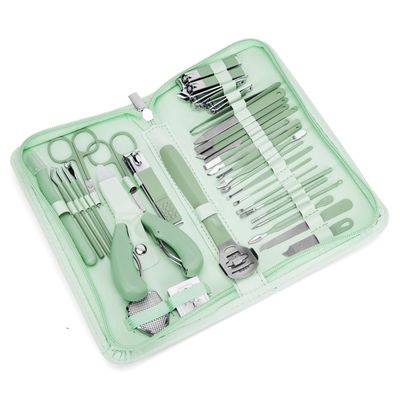 Madenia Professional Manicure Kit for Nail: 35 in 1 Pedicure Set for Travel - Stainless Steel Nail Clippers Tools for Men and Women (Green)