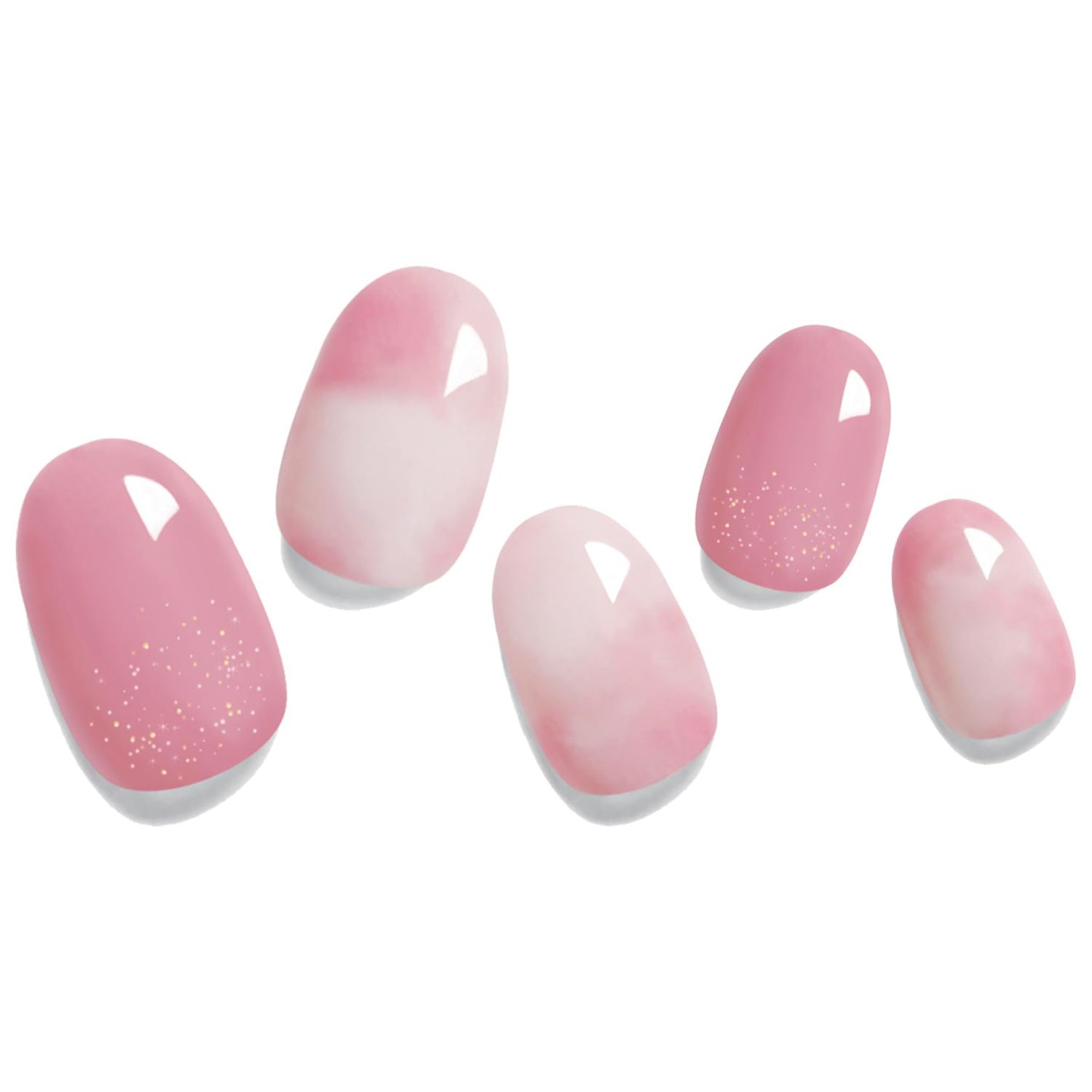 Naom 24 Pcs Semi Cured Gel Nail Strips - Salon Quality, Long Lasting, Easy to Apply and Remove - Perfect for Women, Girls, and Children - Includes 2 Prep Pads, Files, and Sticks for Home DIY