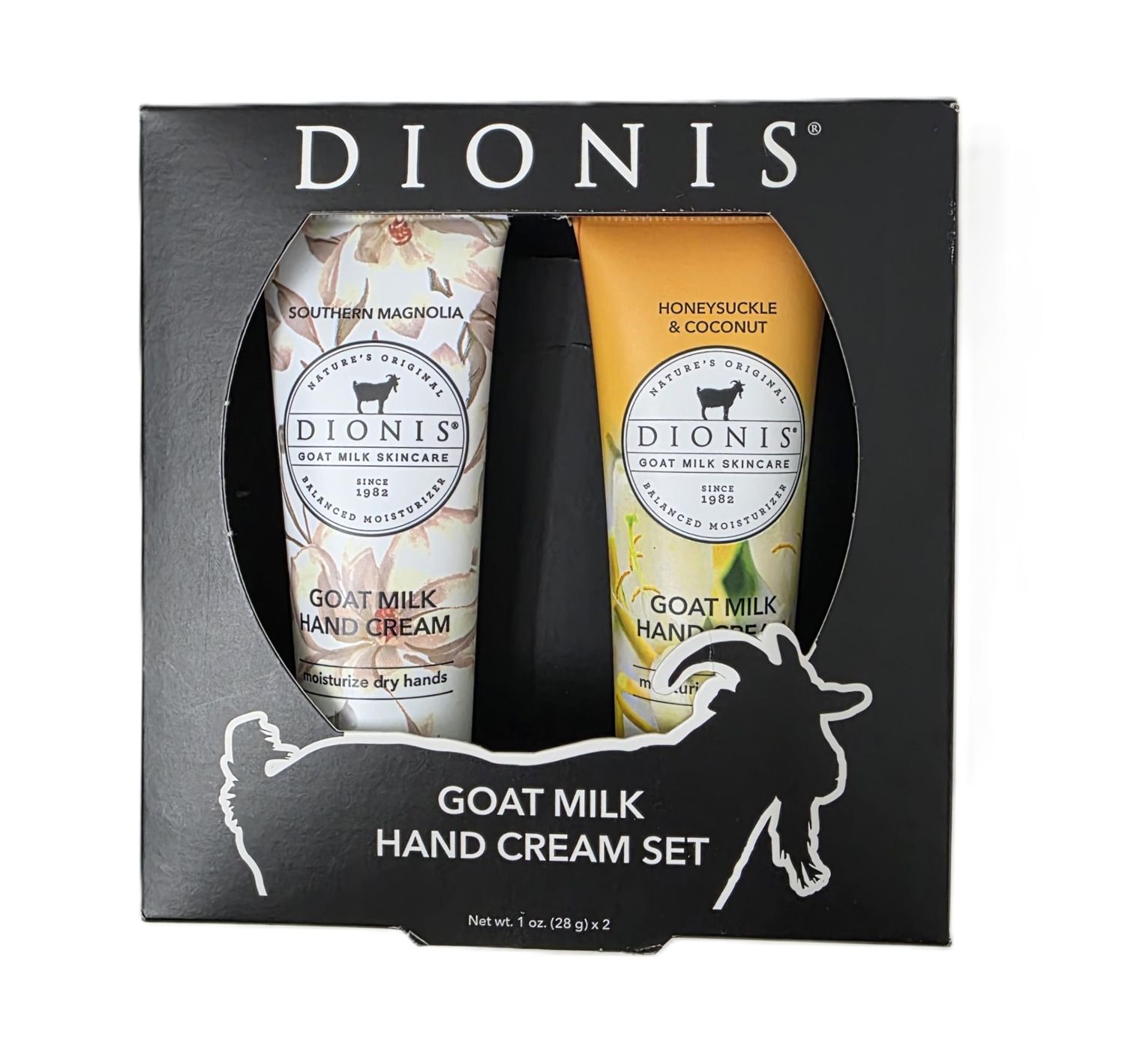 Dionis Goat Milk Hand Cream Set, Southern Magnolia and Honeysuckle Coconut, 1 oz, 2-Pack