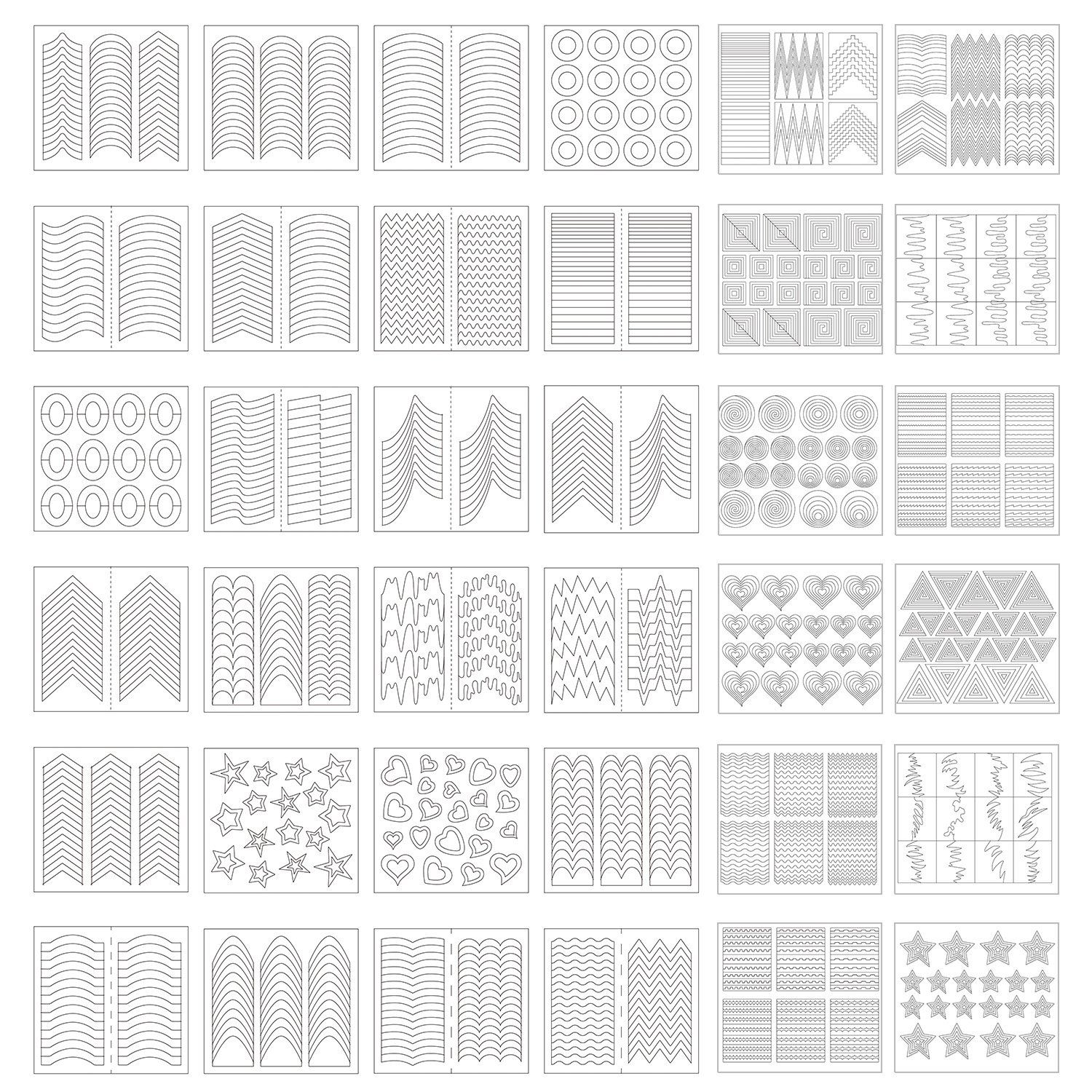eBoot 1275 Pieces 49 Designs Nail Art Stencils French Tip Guides Stickers Form Fringe Guides Vinyl, 36 Sheets