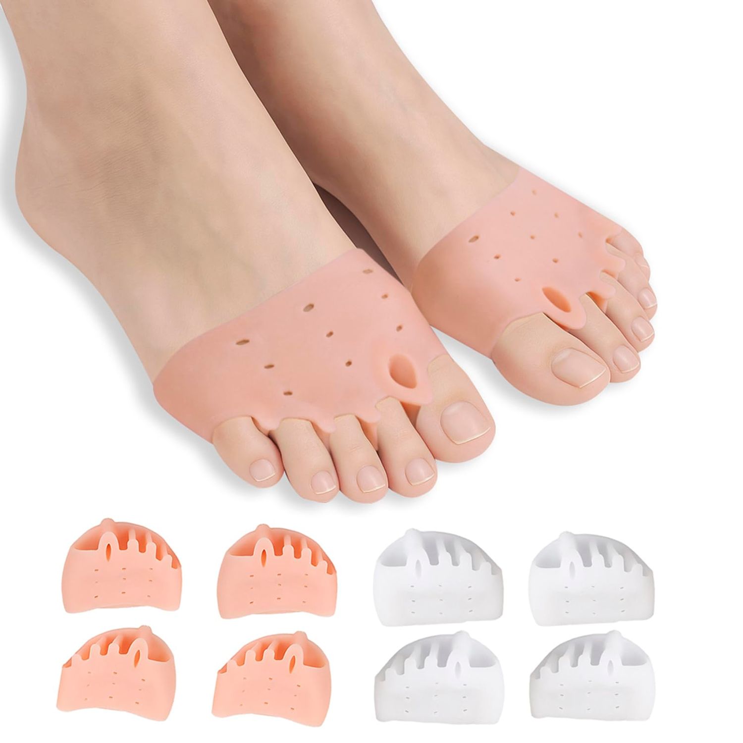 Silicone Toe Separators for Women &amp; Men Soft, Breathable Toe Spacers for Comfort, Bunion Relief, and Pedicure - Toe Alignment Correctors (4Pack)
