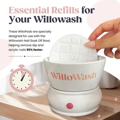 UPDATED Willopad Refills for Willowash Acrylic Nail Remover - 16 Count - Round - Willopads