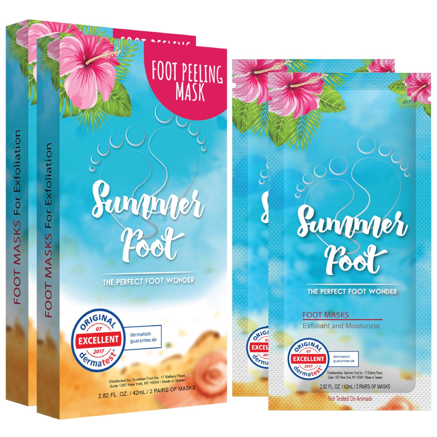 Summer Foot Peeling Mask That Removes Dead Skin - Dermatologically Tested Callus Remover for Dry Cracked Feet - Exfoliating Foot Peel Mask for Baby Soft Feet - 2 Pack with Cucumber &amp; Urea Extracts