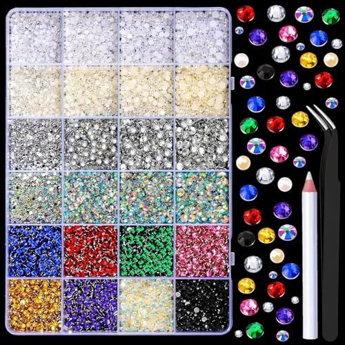 YGDZ Rhinestones, 10k PCS Nail &amp; Craft Rhinestones - Resin Flatback Set with Storage Box