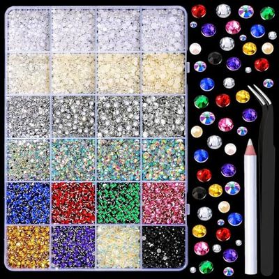 YGDZ Rhinestones, 10k PCS Nail &amp; Craft Rhinestones - Resin Flatback Set with Storage Box
