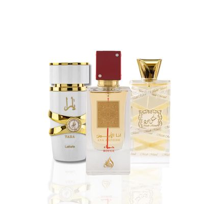 Lattafa Perfumes Yara Moi, Musk Mood EDP - 100Ml (3.4Oz) &amp; Ana Abiyedh Rouge EDP - 60ML(2.0 oz)