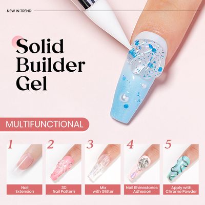 MIZHSE Solid Builder Gel for Nails and 5D Nail Gel Kit, Clear Sculpting Carving Building Modeling 3D Nail with Portable Nail Lamp Soak Off U V LED Nail Art Manicure Home