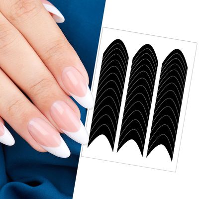 1560 Pcs French Tip Nail Stickers - V-Shaped and Moon Shaped Manicure Strips - Self-Adhesive Tips Guides for Edge Auxiliary DIY Decoration - Manicure Stencil Tools