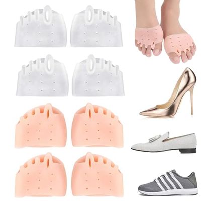 Hyggear Silicone Toe Separators for Women, 4 Pairs Hyggear Bunion Corrector for Women Men, hyggear Toe Separators for Women (2 Pairs Clear 2 Pairs Skin)
