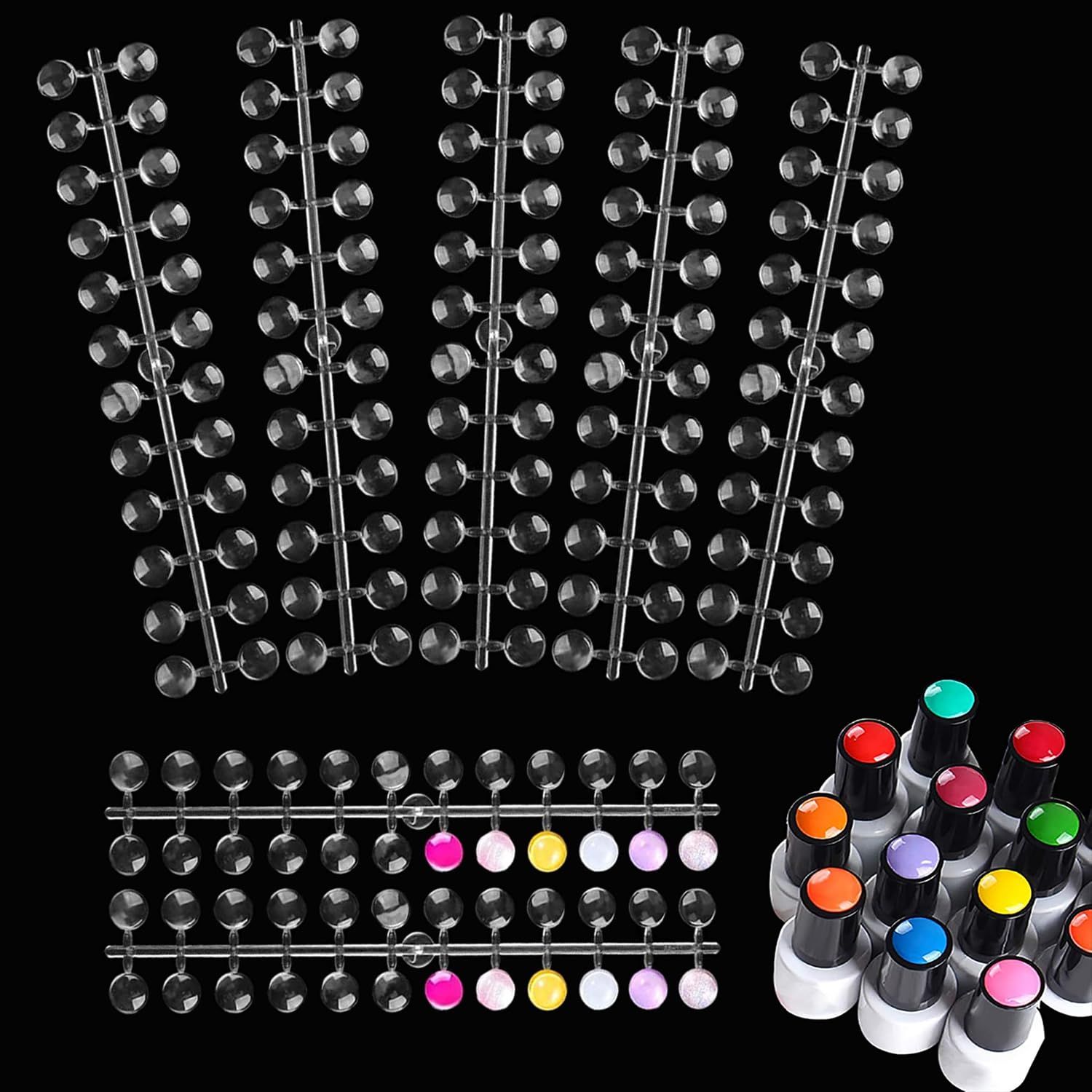 360pcs Nail Polish Swatch Dots, Nail Color Display Chart, Round False Nail Display Tips Clear with Adhesive Sticker, Color Display Tips for Nail for Nail Swatches Training Practicing Cards