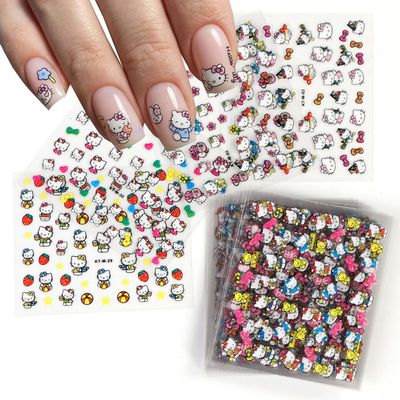 30Sheets Colorful Cute Nail Art Stickers Cartoon Nail Decals 3D Self Adhesive Cartoon DIY Flower Heart Bow Nail Designs with Glitter Nails Supplies Small Size Sticker for Women Girls Decor Accessories