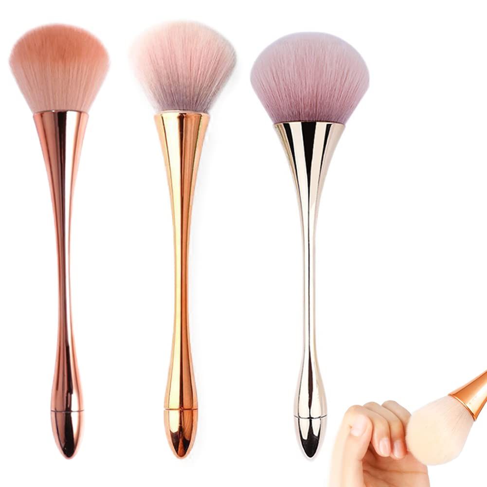 3Pcs Nail Dust Brush Acrylic Brush Cleaner Nail Brushes for Cleaning Dust Dip Powder Brush Large Makeup Brush Blush Brush Nail Clean Up Brush Manicure Brush