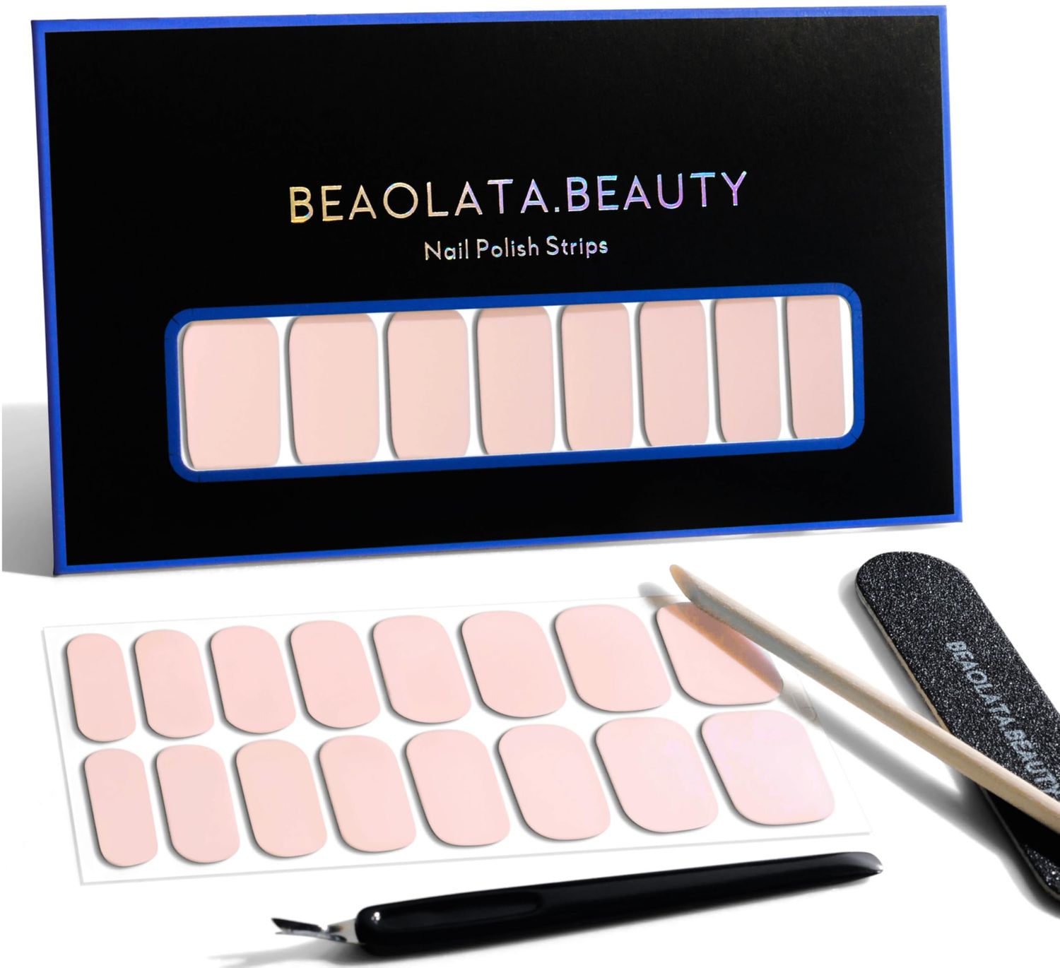 Beaolata Nail Polish Strips, 32PCS Salon Quality Wraps, Long Lasting Gel Nail Stickers for Women Easy Apply&amp; Remove (Sweet Pink)