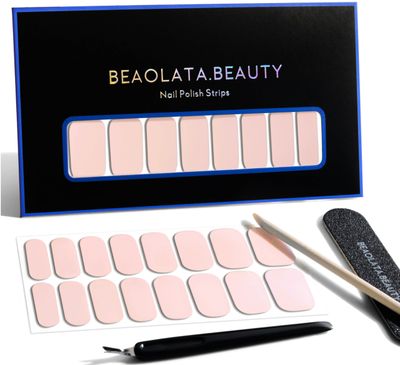 Beaolata Nail Polish Strips, 32PCS Salon Quality Wraps, Long Lasting Gel Nail Stickers for Women Easy Apply&amp; Remove (Sweet Pink)
