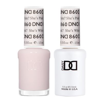 DND Gel Polish Set, Sheer Collection, UV/LED Gel Polish and Air Dry Nail Lacquer, Matching Chip-Free Polish Duo, 860 Shes White? Shes Pink?, 0.5 Fl Oz