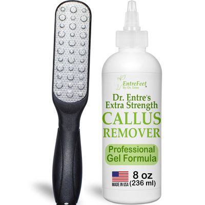 Callus Remover Gel &amp; Double-Sided Foot File: 8 oz Extra Strength Callus Remover for Feet, Foot Callus Remover Care, Pedicure Tools Supplies, Spa Kit, Dead Skin Scrubber