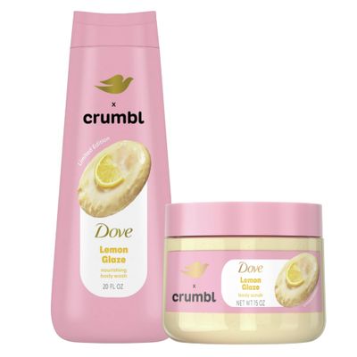 Dove Moisturizing Liquid Body Wash &amp; Scrub | Lemon Glaze | 20oz Wash 15oz Scrub
