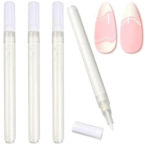 4 Pcs French Manicure White Tip Pen Drawing Painting Polish Marker Pen for Girl and Woman, Manicure Art Pen for Painting Nails DIY