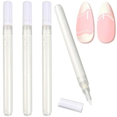 4 Pcs French Manicure White Tip Pen Drawing Painting Polish Marker Pen for Girl and Woman, Manicure Art Pen for Painting Nails DIY