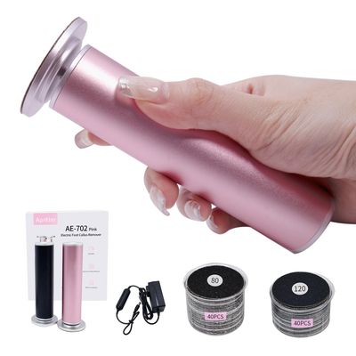 AprElm 4.8IN Longer Electric Foot Callus Remover with 80pcs Sandpaper Discs, Professional Aluminum Callus Remover for Feet, Stepless Speed Control Pedicure Tools for Dead Skin