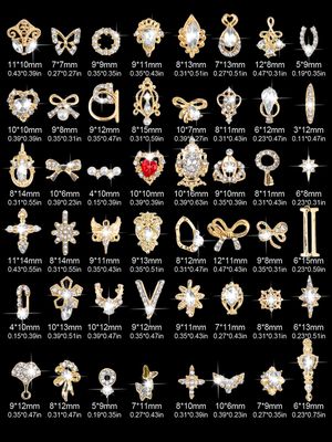 EBANKU 48 PCS 3D Nails Art Rhinestones Luxury Shiny Nail Diamonds Rhinestones Metal Nail Jewels for Alloy Nail Decorations