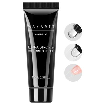 Makartt Solid Nail Glue Gel for Press On &amp; Acrylic Nails - Super Strong Clear Adhesive 15ML, Long Lasting 3D Gels for Art Design, UV Lamp Cured, Ideal for Home Salon Use