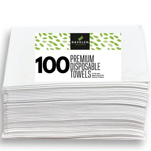 DAVELEN Disposable Large Luxury Towels (50-Count) Spa and Salon Quality Softness for Guests, Clients | Hair, Face, Body Use | Luxurious Comfort, Ecofriendly (100, 32x16 inches)