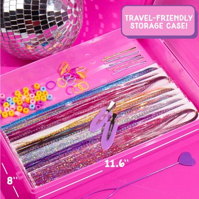 Just My Style Tinsel Hair Stylist Studio, Fairy Hair Tinsel Kit, 9 Colorful Tinsel Strands &amp; Hair Beading Tool, Hair Extensions for Kids, Fun Hair Accessories for Teens, Great Gifts for Preteens