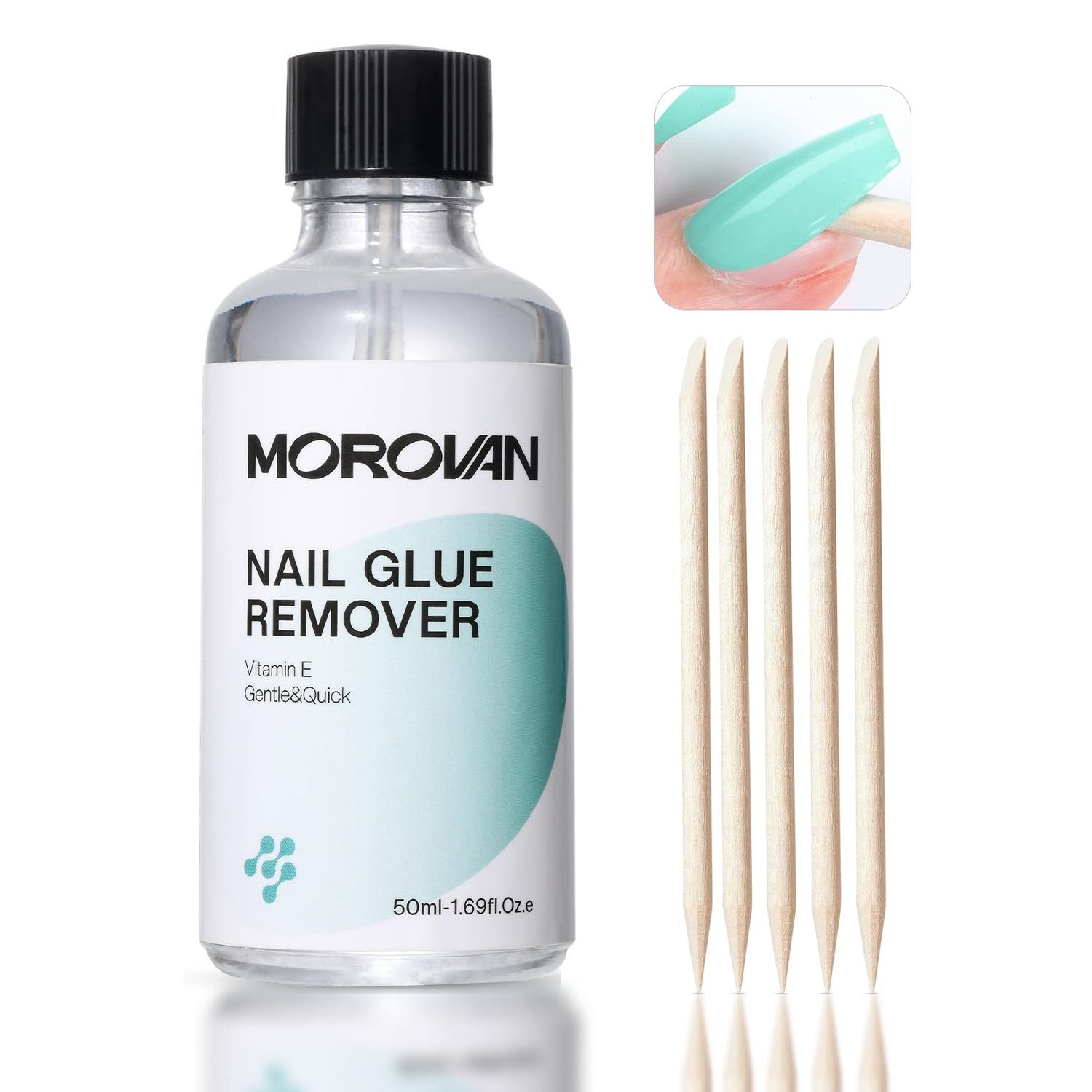 Morovan Nail Glue Remover for Press on Nails - 50ML Press on Nail Glue Remover for Acrylic Nails Tips Quickly Gel Nail Glue Remover Press on Nail Remover