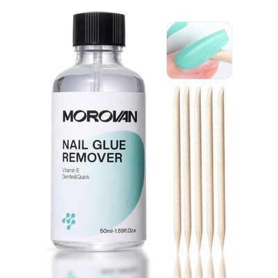 Morovan Nail Glue Remover for Press on Nails - 50ML Press on Nail Glue Remover for Acrylic Nails Tips Quickly Gel Nail Glue Remover Press on Nail Remover