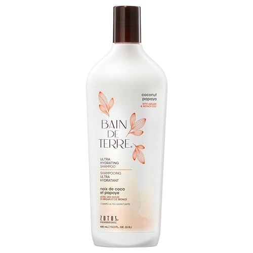 Bain de Terre Coconut Papaya Ultra Hydrating Shampoo, Moisture Quench for Dry, Damaged Hair, with Argan &amp; Monoi Oils, Paraben-Free, Color-Safe, Vegan,13.5 Fl Oz