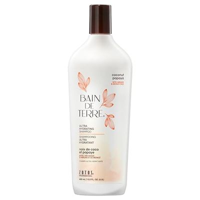 Bain de Terre Coconut Papaya Ultra Hydrating Shampoo, Moisture Quench for Dry, Damaged Hair, with Argan &amp; Monoi Oils, Paraben-Free, Color-Safe, Vegan,13.5 Fl Oz