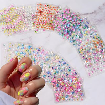 30 Sheet Flower Nail Stickers for Nail Art Spring Nail Art Stickers 3D Self-Adhesive Summer Nail Decals Cute Daisy Floral Colorful Acrylic DIY Design Nail Supplies for Women Nails Supplies