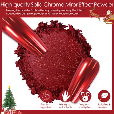 Allstarry Solid Chrome Nail Powder Magic Metallic Mirror Effect Mirror Glitter Glazed Manicure Decoration Reflective Pigment for Gel Polish Nail Art Decoration Resin Craft, Festivals-Red