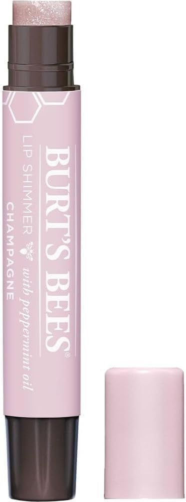 Burts Bees Lip Balm, Moisturizing Lip Shimmer for Women, for All Day Hydration, with Vitamin E &amp; Coconut Oil, 100 Natural, Champagne, 0.09 Ounce